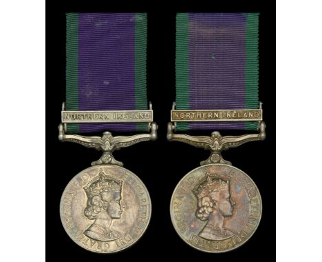 General Service 1962-2007, 1 clasp, Northern Ireland (2) (23693591 Cpl. J. Young RMP.; 24171651 L/Cpl. M. J. Hewitt RMP.) lig