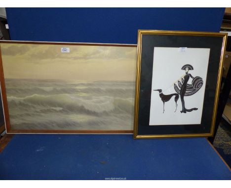 A large framed Print 'The Song of the Surf' by Ed Mondan, printed by F&R (Frost and Reed) 1' 6 1/2" x 2' 8", together with fr