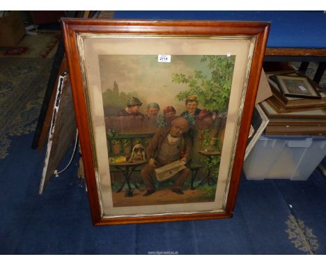 A wooden framed print titled "Fallen Among Thieves" 23 1/4" x 30 3/4".