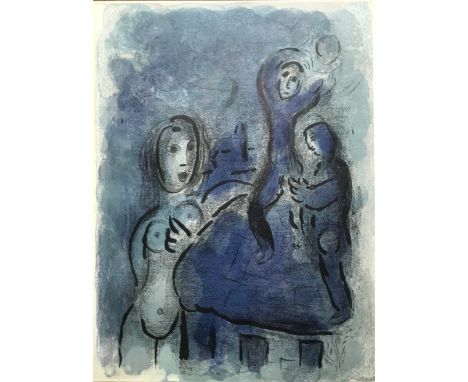 Chagall, Marc, 1887 Peskowatik-1985 Saint-Paul-de-Vence: "Rahab und der Kundschafter in Jericho"Farblithographie, 35x26cm, hi