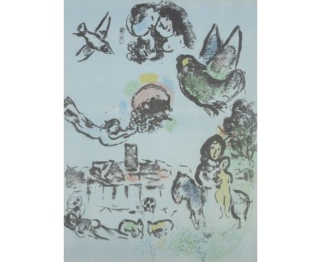 Chagall, Marc, 1887 Peskowatik-1985 Saint-Paul-de-Vence: Nocturne in Vence, 1963Farblithografie, unter Glas im festen Passepa