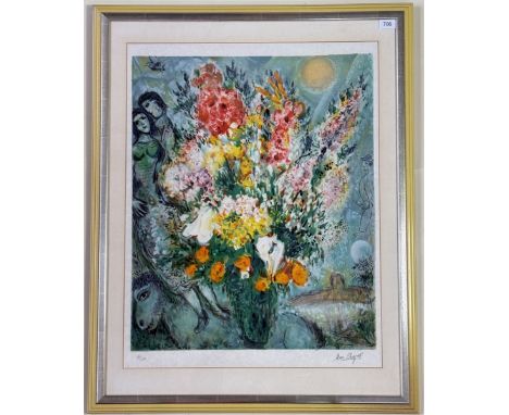 Chagall, Marc, 1887 Peskowatik - 1985 Saint-Paul-de-Vence: Bouquet multicolor, 1981Farblithografie auf Japanpapier, unten rec