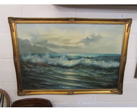 Oil on canvas - Seascape - Indistinct signature possibly W Love / Lave / Lang
