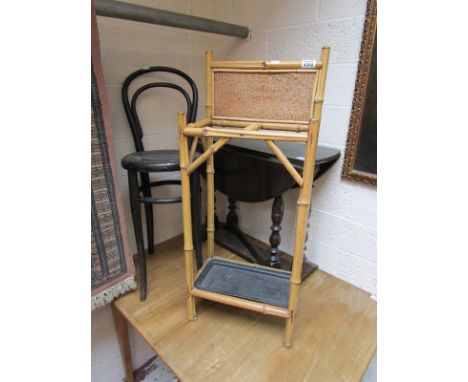 Small draw leaf table, bentwood stool & bamboo stick stand