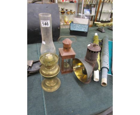 3 brass lamps to include coaching lamp