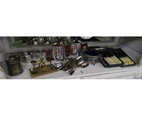 Collection of flatware etc to include scales