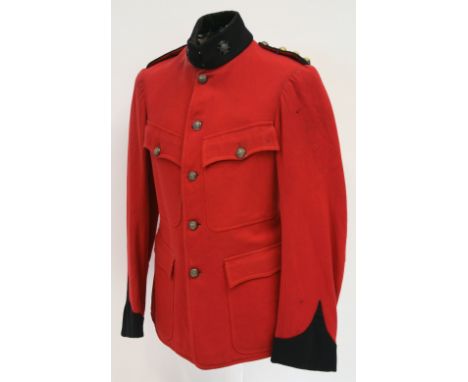 Boer War Period Royal Sussex Regiment Captains Foreign Service Tunic in red cloth with four pockets. Brass regimental tunic b