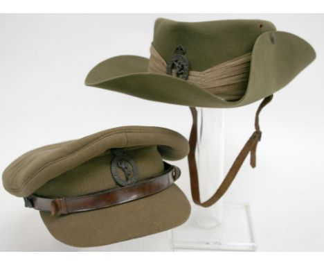 Royal Corps of Signals Officers Headdress group consisting of officers service dress cap with officers bronze regimental cap 