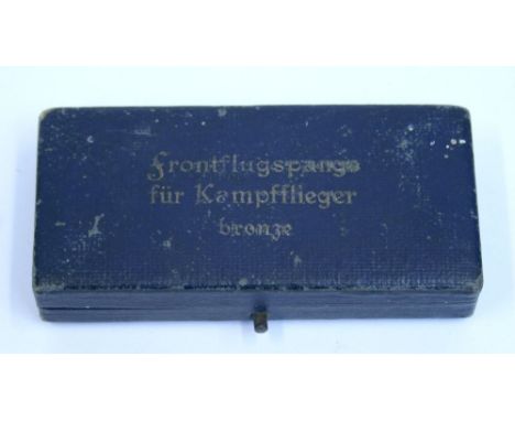 Original Presentation Box for Luftwaffe Bomber Operational Clasp in Bronze. Blue leatherette box is marked to the top “Frontf