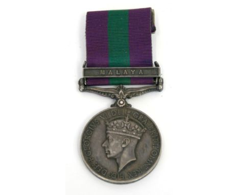 British Officers George VI General Service Medal for Malaya, the medal has single clasp Malaya and was awarded to “LT. M. R N