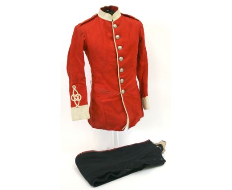 Victorian 2nd Volunteer Battalion Oxfords Tunic and Trousers, red scarlet cloth with white facings. White metal general servi