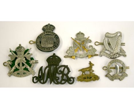 Selection of South African Badges of various regiments including Transvaal Cadets, Natal Mounted Rifles bronze badge, First C