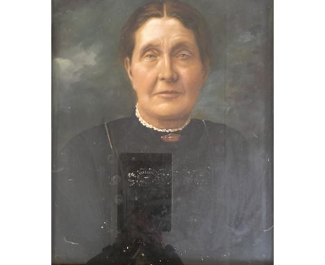 Framed oil on board, portrait of female, 46.5cm x 34cm.