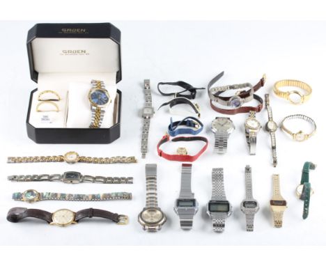 A collection of watches, to include the names Casio, Gruen, Sekonda, Majex, Pieve Nicol, Limit, St. Marin etc.