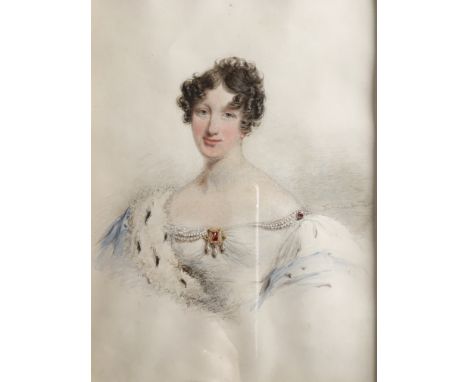 THOMAS OVERTON. Framed, signed and dated 1897, pencil on paper, portrait of female, 32cm x 23.5cm.