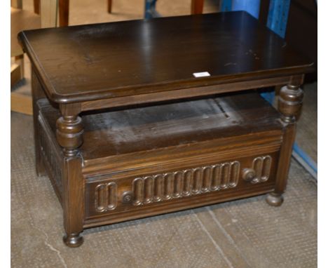 ERCOL STYLE DARK OAK UNIT WITH SINGLE DRAWER     