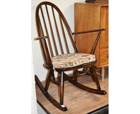 ERCOL STYLE CHILD SIZE SPAR BACK ROCKING CHAIR     