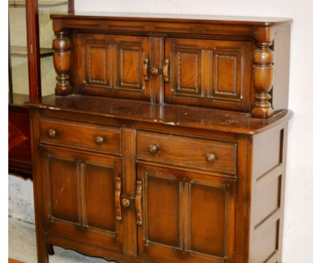 ERCOL STYLE DARK OAK COURT CUPBOARD     