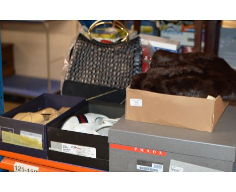 PAIR OF PRADA SHOES, PAIR OF GUCCI SHOES, PAIR OF PRADA BOOTS, HANDBAGS ETC