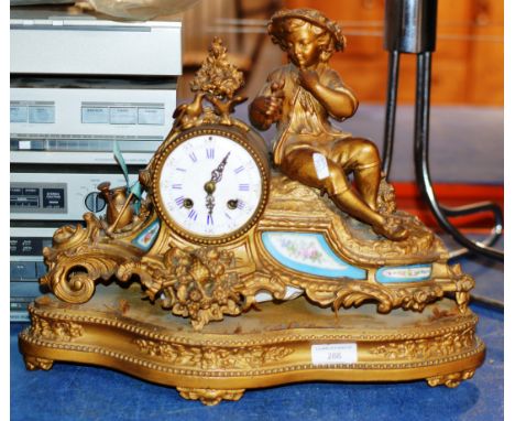 ORNATE FRENCH GILT MANTLE CLOCK     