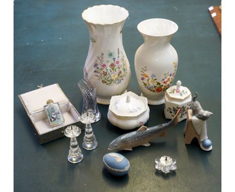 A Small group of ceramics and glass, including a Royal Copenhagen trout, 2676, broken tail fin, a pair of Swarovski crystal c