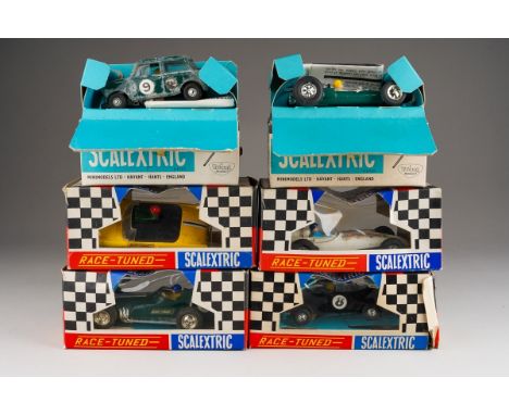 Tri-Ang: six vintage Scalextric boxed model racing cars to include C/82 Lotus, C79 Offenhauser Grand Prix, C83 Sunbeam Tiger,