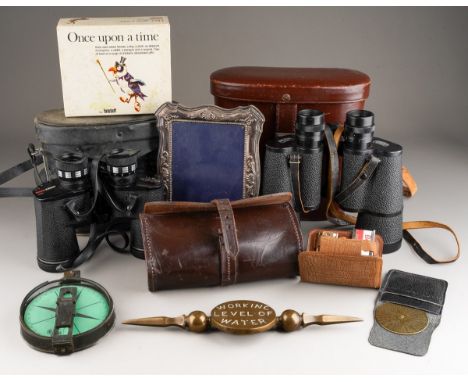 Collector's lot to include: vintage Zeiss Jena 7 x 50W binoculars in leather case; Japanese Boots Ascot 7 x 35 binoculars in 