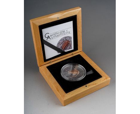 Evolution of Life - Trilobite, 1 Oz Silver - Gilded - Antique Finish, 99,9% Silver, Coin Design based on a real Fossil, parti