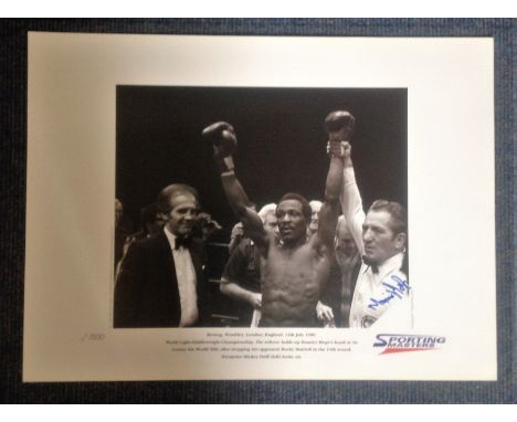 Boxing Maurice Hope signed 16x22 sporting masters limited edition print 166/500 picturing Hope after he had successfully defe
