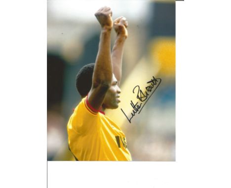 Luther Blissett 10x8 Signed Colour Photo Pictured Celebrating While Playing For Watford. Good Condition. All autographs are g