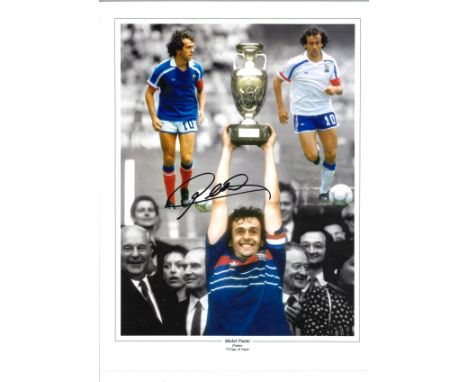 Football Michel Platini 16x12 signed colour montage photo pictured while playing for France. Good Condition. All autographs a