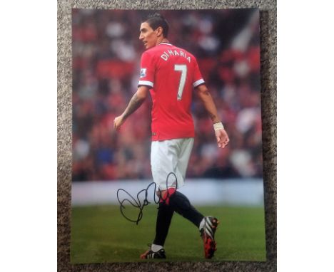 Football Angel Di Maria signed 16x12 colour photo pictured while playing for Manchester United. Good Condition. All autograph
