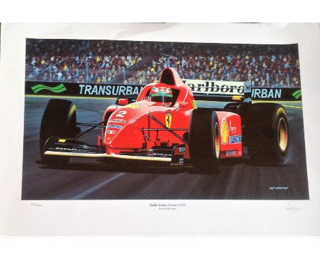 Motor Racing Eddie Irvine 14x20 colour print limited edition 233/250 signed in pencil by the artist Ivan Berryman picturing t