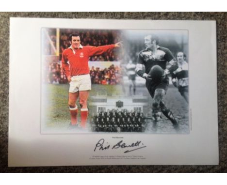 Rugby Union Phil Bennett signed 16x12 montage photo print limited edition of the legendary Wales and British Lions fly half. 