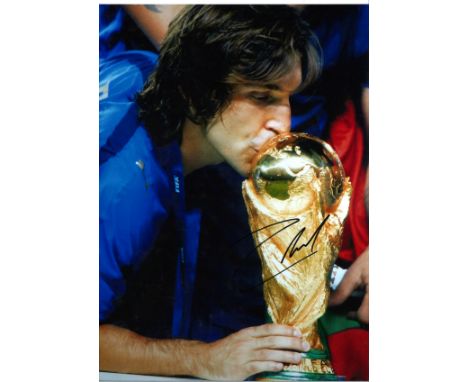 Football Andrea Pirlo 16x12 signed colour photo pictured with the World cup while playing for Italy. Good Condition. All auto