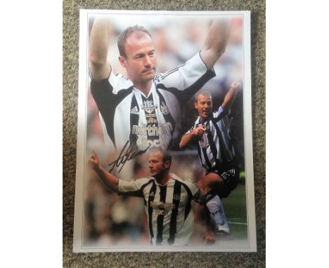 Football Alan Shearer signed 16x12 colour montage photo pictured while playing for Newcastle United. Good Condition. All auto