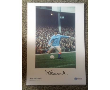 Football Mike Summerbee signed 16x12 colour photo print limited edition pictured in action for Manchester City. Good Conditio