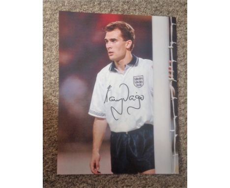Football Tony Dorigo signed 16x12 colour photo pictured while playing for England. Good Condition. All autographs are genuine
