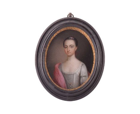 18th-century school, an oval portrait miniature of a lady, oil on copper, the sitter named verso as 'Daughter of Henry Richmo