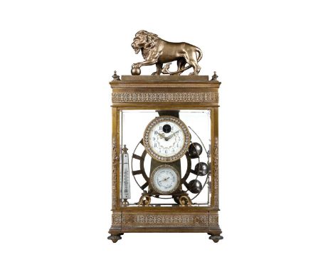 An early 20th-century constant force, 'Ferris Wheel' tumbling ball compendium timepiece/ thermometer/ barometer, c1900 with a