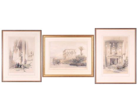 After David Roberts (1796 - 1864), 'The Hypaethral Temple at Philae, Called the Bed of Pharaoh', hand coloured lithograph, im