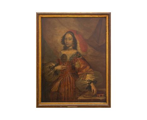 Attributed to Claudio Coello (1642-1693) Spain, Portrait of a Spanish noble lady, her hand resting on a lace bag and a book, 