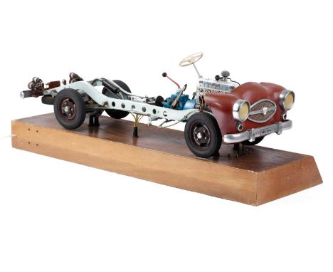 A Hohm driving school large-scale instructional working model car, German, post-War,1960s, the model with cutaway sections an