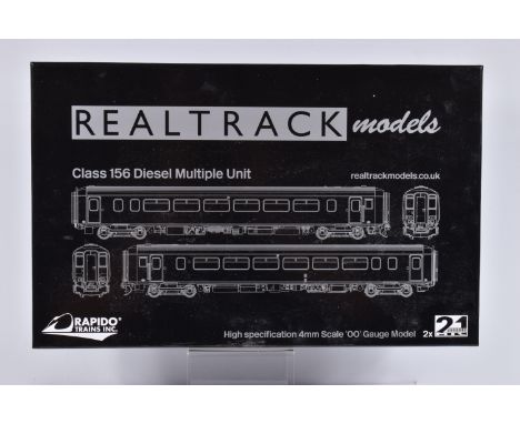 A BOXED REALTRACK MODELS CLASS 156 DIESEL MULTIPLE UNIT , 'Super Sprinter ' 2 Car DMU,  set number 156497, Livery in BR Prove