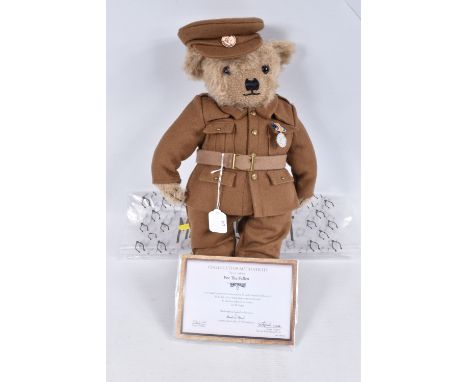 AN UNBOXED MERRYTHOUGHT FOR DANBURY MINT LIMITED EDITION 'FOR THE FALLEN' TEDDY BEAR, from 2018, No.MFTFB01/XAB14TFB, light b