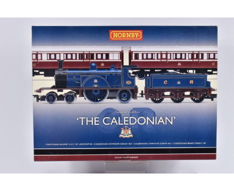 A BOXED HORNBY 'THE CALEDONIAN' LIMITED EDITION BOX SET, OO GAUGE, to include 4-2-2 '123' Locomotive, Caledonian Composite Co