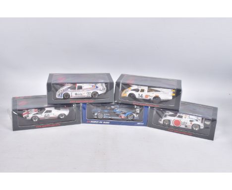 FIVE BOXED SPARK MODEL MINIMAX VEHICLES 1:43 SCALE, to include a Nimrod C2B 24 Hour Le Mans 1984 in white, red and blue, M. S