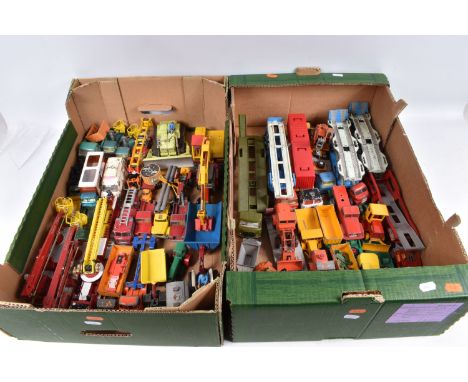 A QUANTITY OF UNBOXED AND ASSORTED PLAYWORN DIECAST VEHICLES, to include Corgi Super Toys Euclid TC-12 Bulldozer, No.1102, in