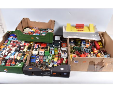 A QUANTITY OF UNBOXED AND ASSORTED PLAYWORN DIECAST &amp; PLASTIC VEHICLES, to include a quantity of assorted Spot-On vehicle