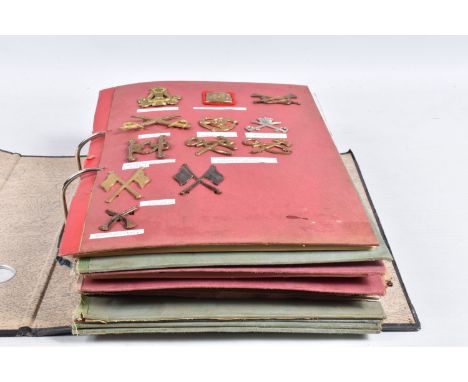 A BINDER CONTAINING VARIOUS BRITISH AND COMMONWEALTH CAP BADGES AND COLLAR BADGES FROM A VARIETY OF ERAS, these are mix of br